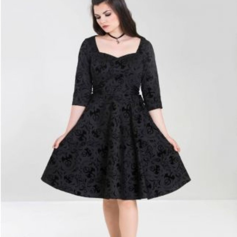 NWT Maleficent Gothic Punk Dragon Velvet Brocade Whimsigoth Dress Hell Bunny XS
